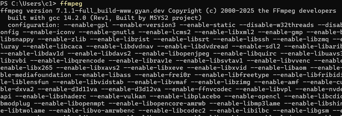 FFmpeg is present and available